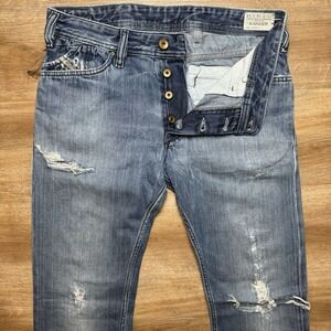 Diesel Jeans Men 31x34 Kander Slim Taper Leg Italy Ripped Zip Back Pockets 008TA